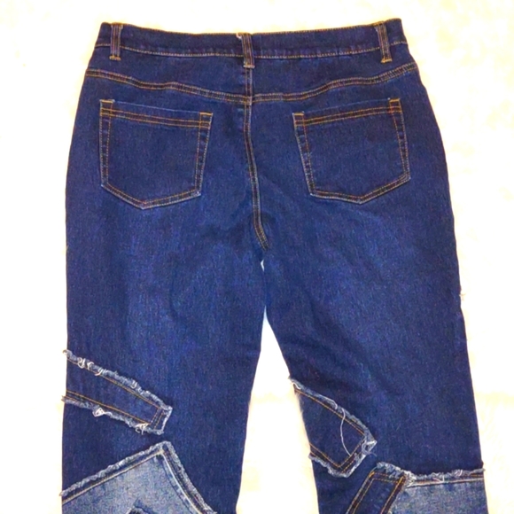 😻🌺DG2 DIANE GILMAN 😶Vintage Patch Recycled Style Jeans pants - Picture 8 of 8